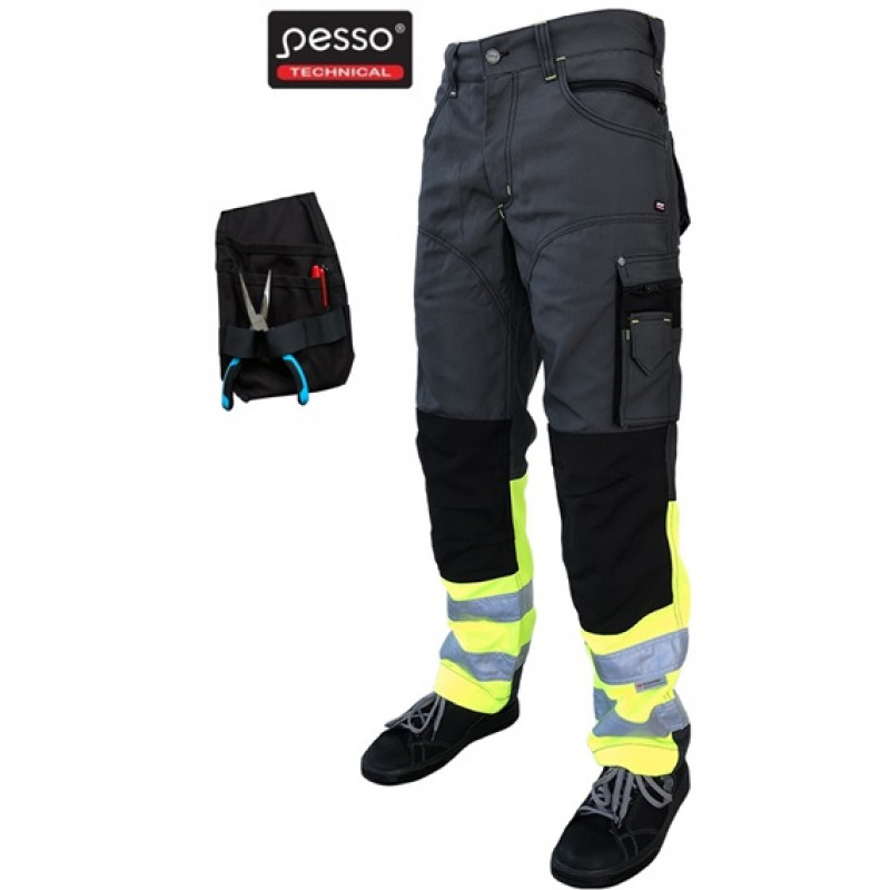 Darba bikses Pesso Canvas HI-VIS, pelēkas