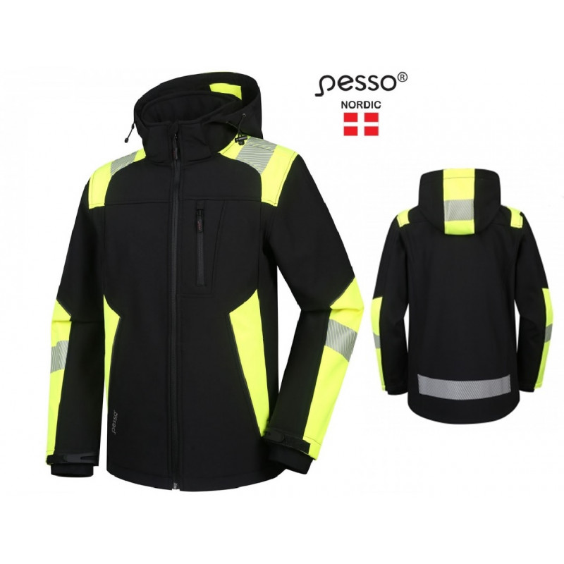 Softshell jaka Pesso Astra, melna / dzeltena