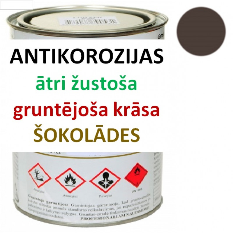 Ātri žūstoša krāsa-grunts metālam 1 litrs šokolādes RAL8016