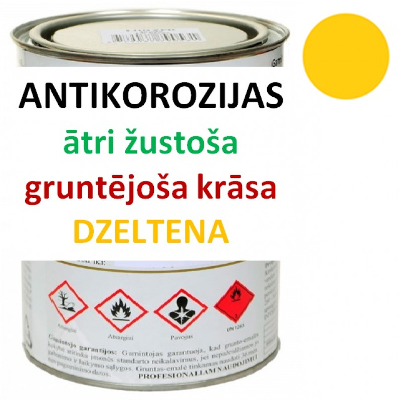 Ātri žūstoša krāsa-grunts metālam 1 litrs dzeltena