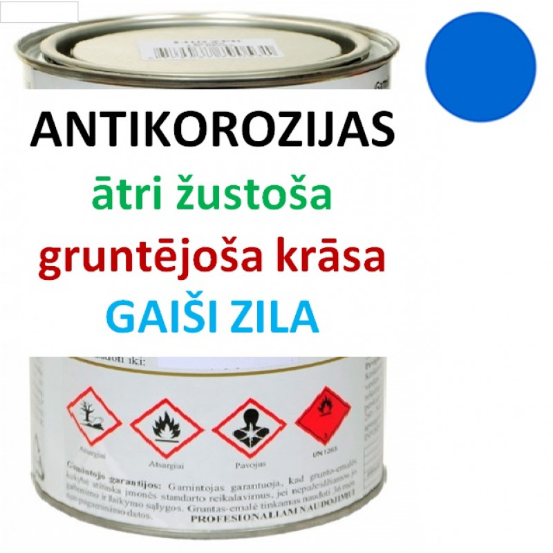 Ātri žūstoša krāsa-grunts metālam 1 litrs gaiši zila RAL5015