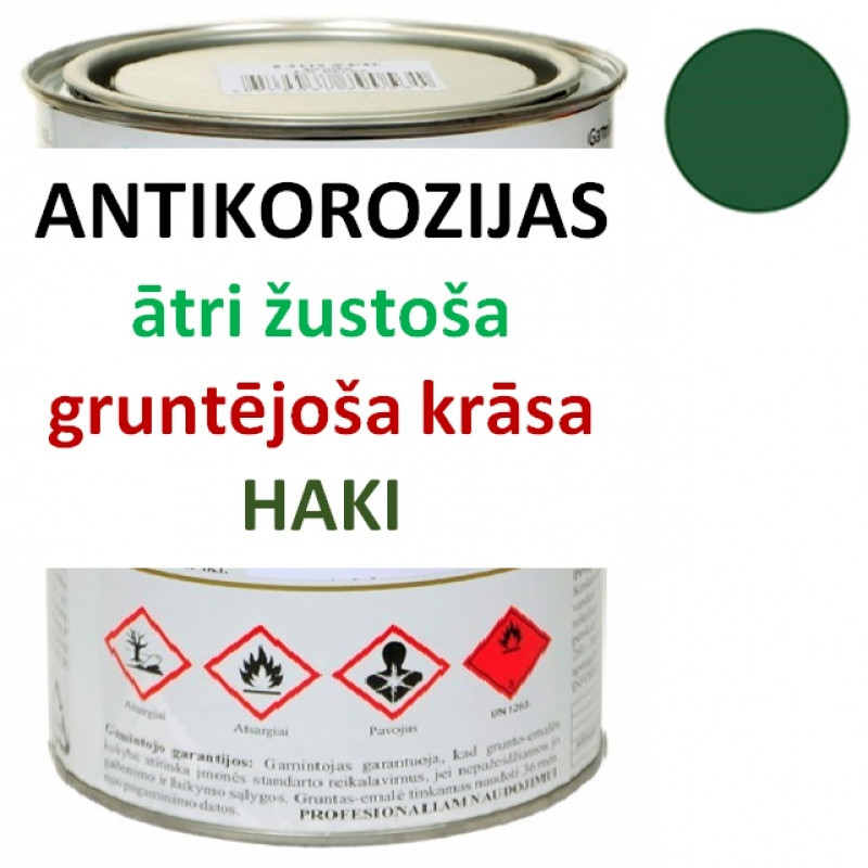 Ātri žūstoša krāsa-grunts metālam 1 litrs HAKI RAL6003