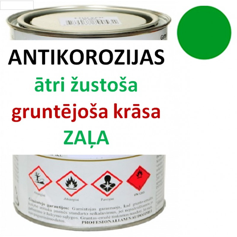 Ātri žūstoša krāsa-grunts metālam 1 litrs zaļa