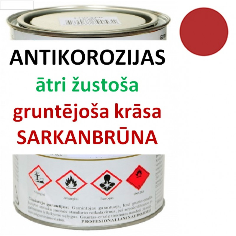 Ātri žūstoša krāsa-grunts metālam 1 litrs sarkanbrūna