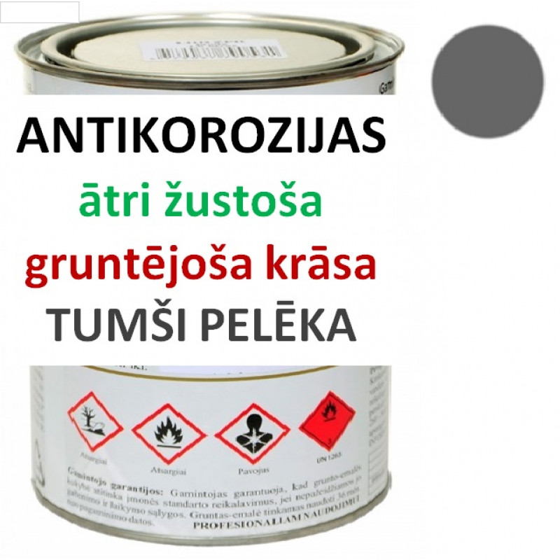 Ātri žūstoša krāsa-grunts metālam 1 litrs tumsi pelēka RAL7015