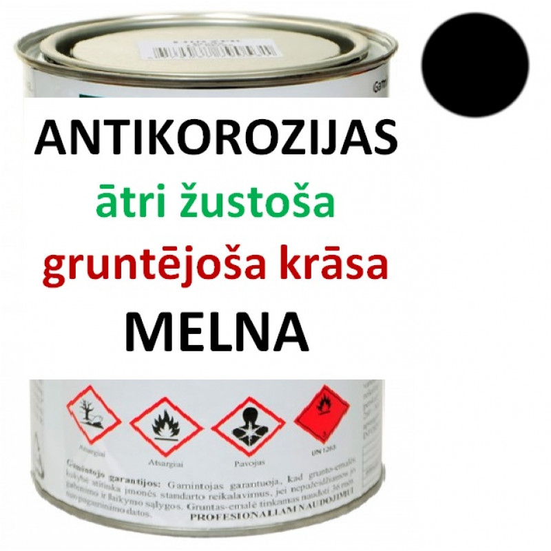 Ātri žūstoša krāsa-grunts metālam 1 litrs melna RAL9005