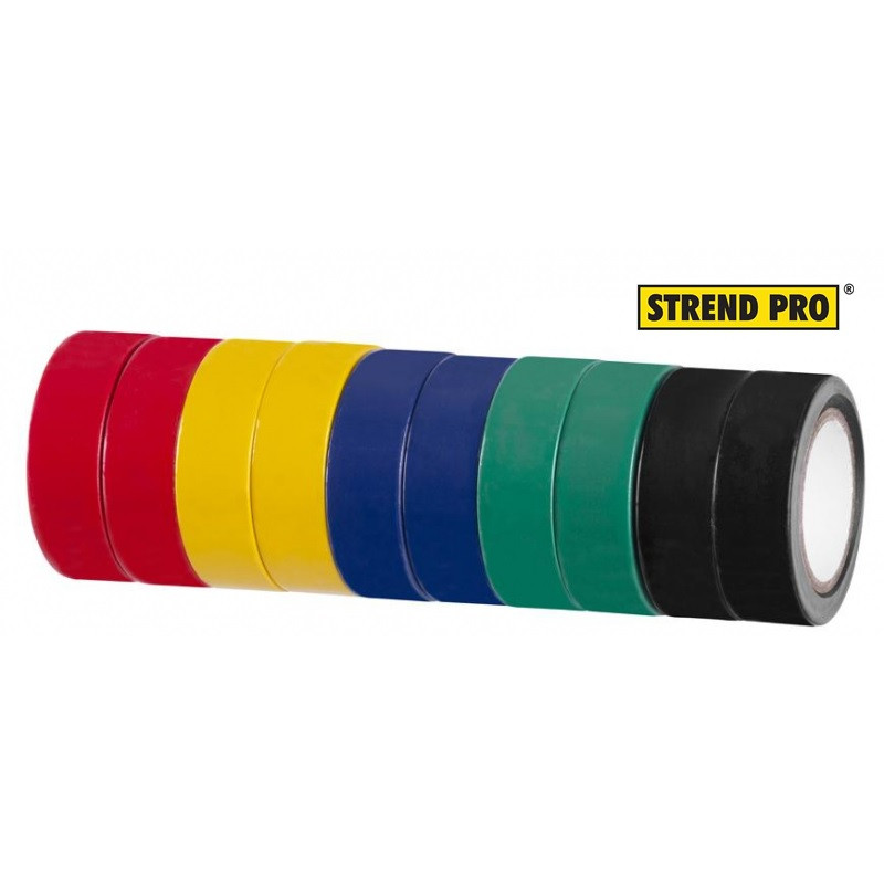 Izolācijas lentas Strend Pro, 19 mm, L-10 m, PVC, max. 80°C, 600V , 10gb krāsu MIX