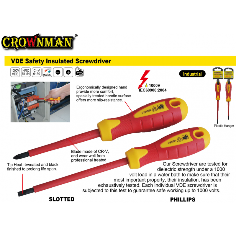 Skrūvgriezis izolēts 150 *6,5 mm 1000V VDE CROWNMAN