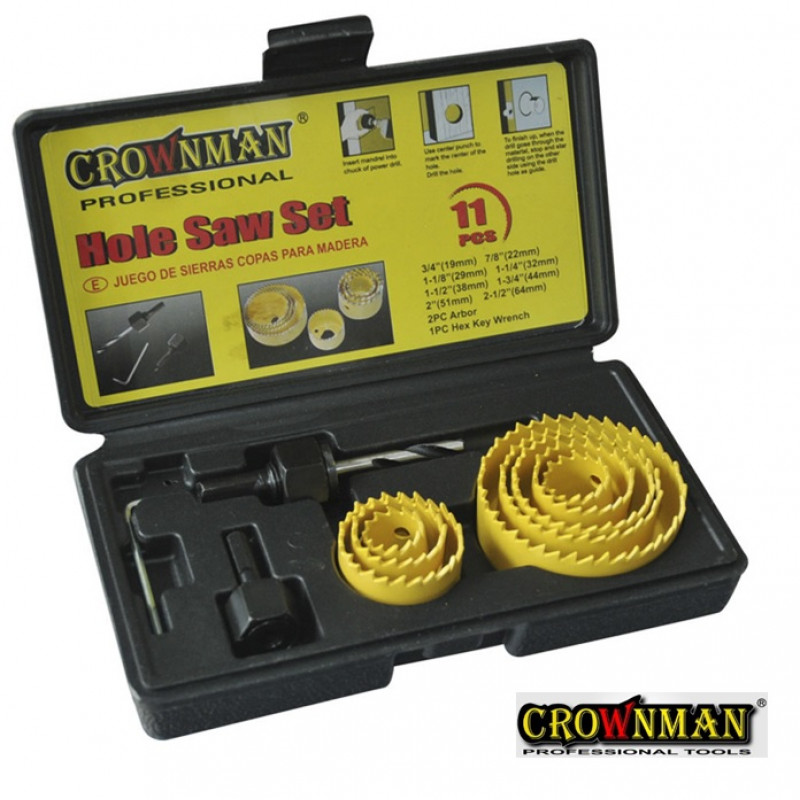 Caurumzāģi kokam 11gb 19-22-29-32-38-44-51-64 mm CROWNMAN