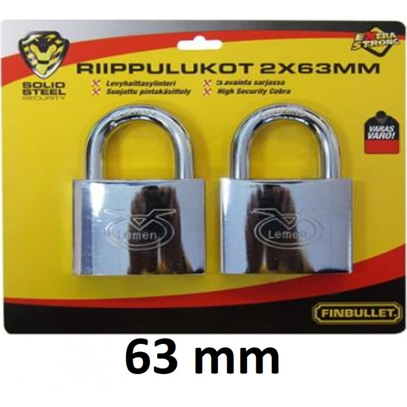 Padlock 63mm 2.pcs with equal 3 keys