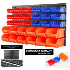 Statīvs ar kastēm ar sienas montāžas dēli 30 gab ESSEN TOOLS
