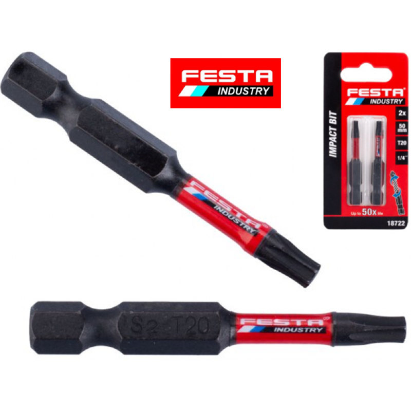 Triencienizturīgi uzgaļi FESTA INDUSTRY T40 50mm S2 1/4" 2 gab