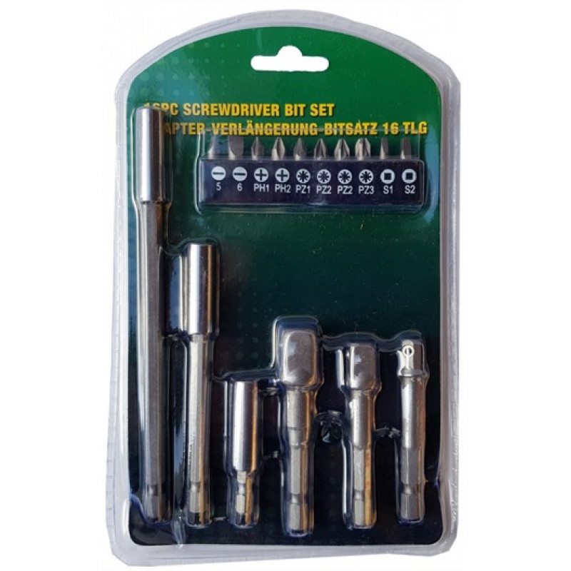 Adapteru un uzgaļu komplekts 1/4 "(6,3 mm) uz galiem un galviņām 1/4" - 3/8 "- 1/2" 16gb