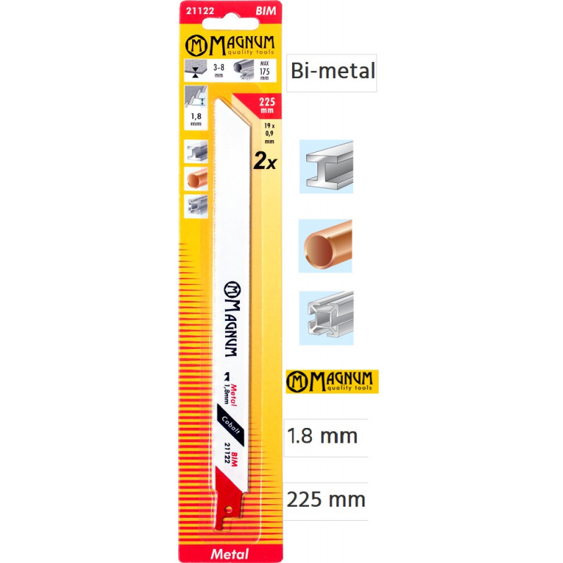 Zobenzāģa asmeņi  metālam 2gb  BIM 1.8/225mm MAGNUM (Somija)