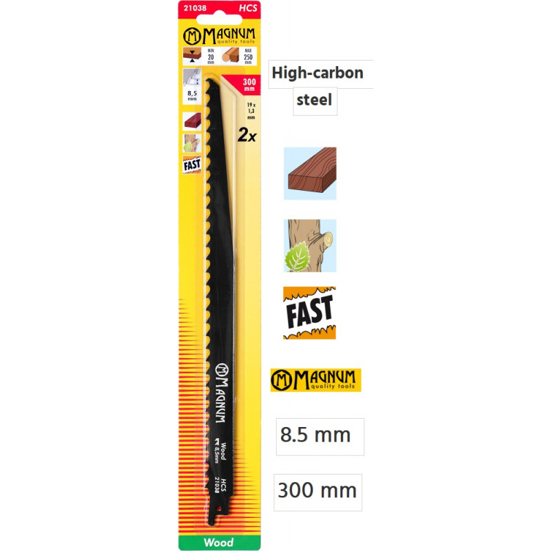 Zobenzāģa asmeņi  kokam 2gb  HCS 8.5/300mm MAGNUM (Somija)