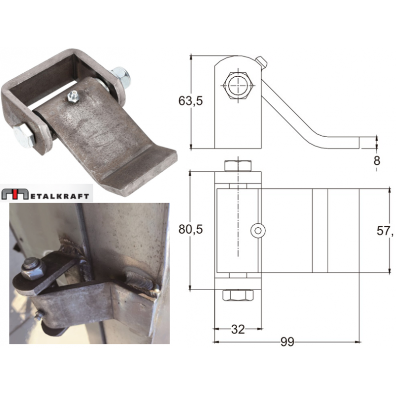 FRT metināšanas eņģe ar garu loksni 32x100 MetalKraft