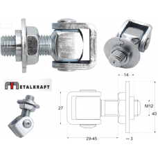 Regulējama ieskrūvējama eņģe ar M12 paplāksni MetalKraft