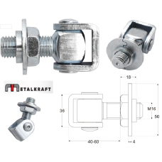 Regulējama ieskrūvējama eņģe ar M16 paplāksni MetalKraft