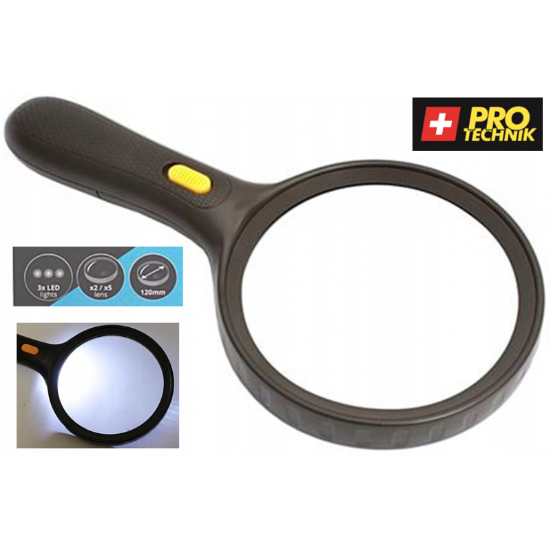 Lupa 120/28mm 3LED PRO-TECHNIK