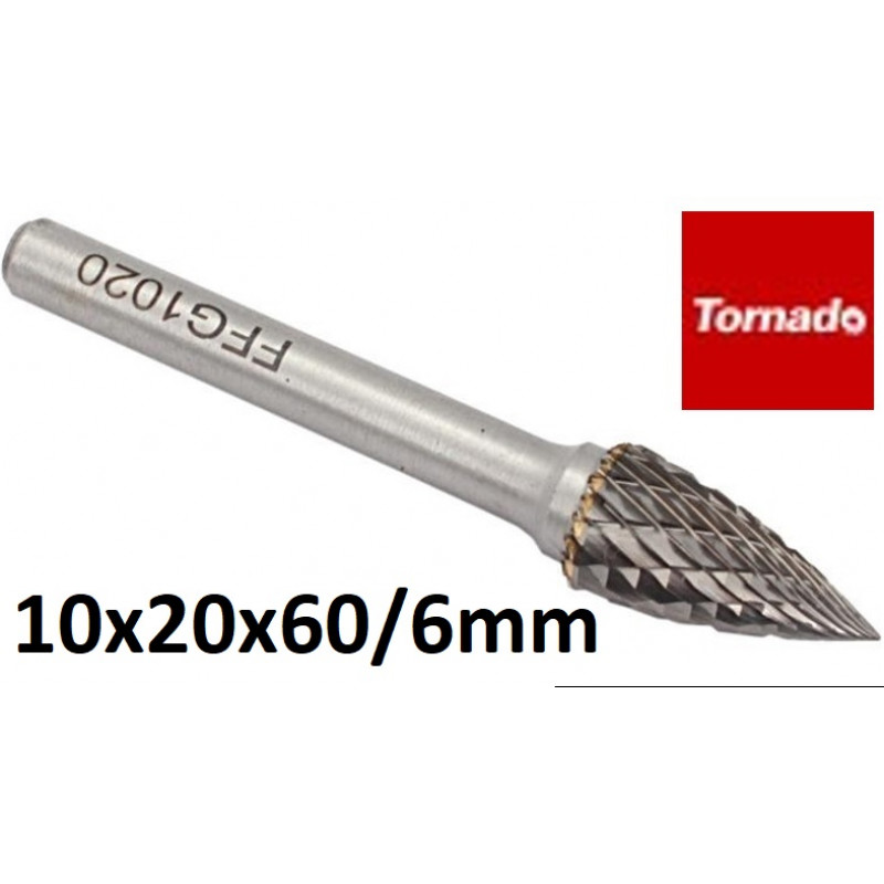 Oval sharp tungsten rasp ¤ 10x20x60 / 6mm